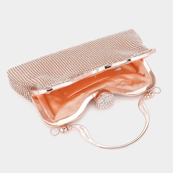 Rose Gold New Gorgeous Evening Clutch With Strap - Picture 2 of 3